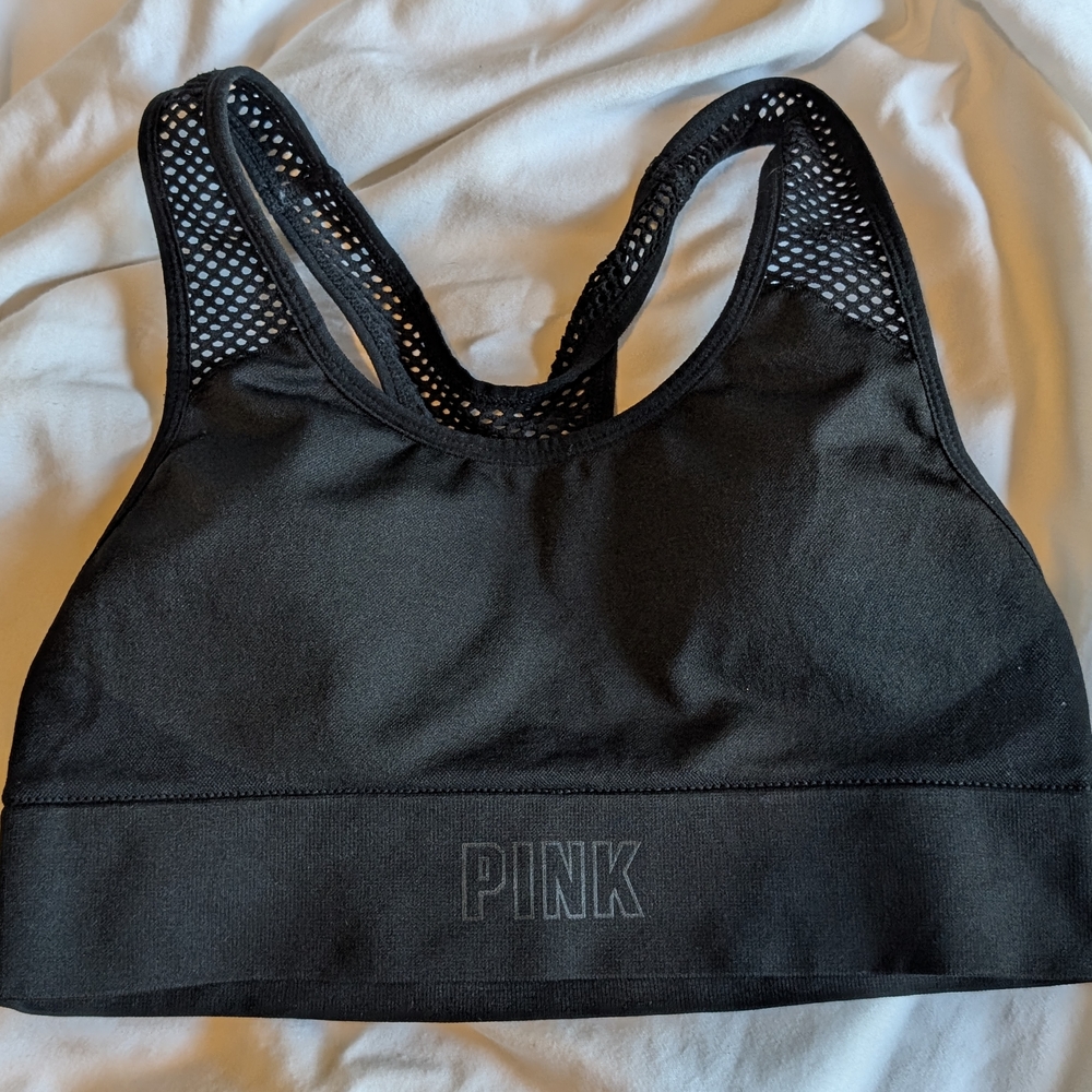 💥SALE💥 PINK Victoria's Secret Mesh Detail Black Sports Bra X-small